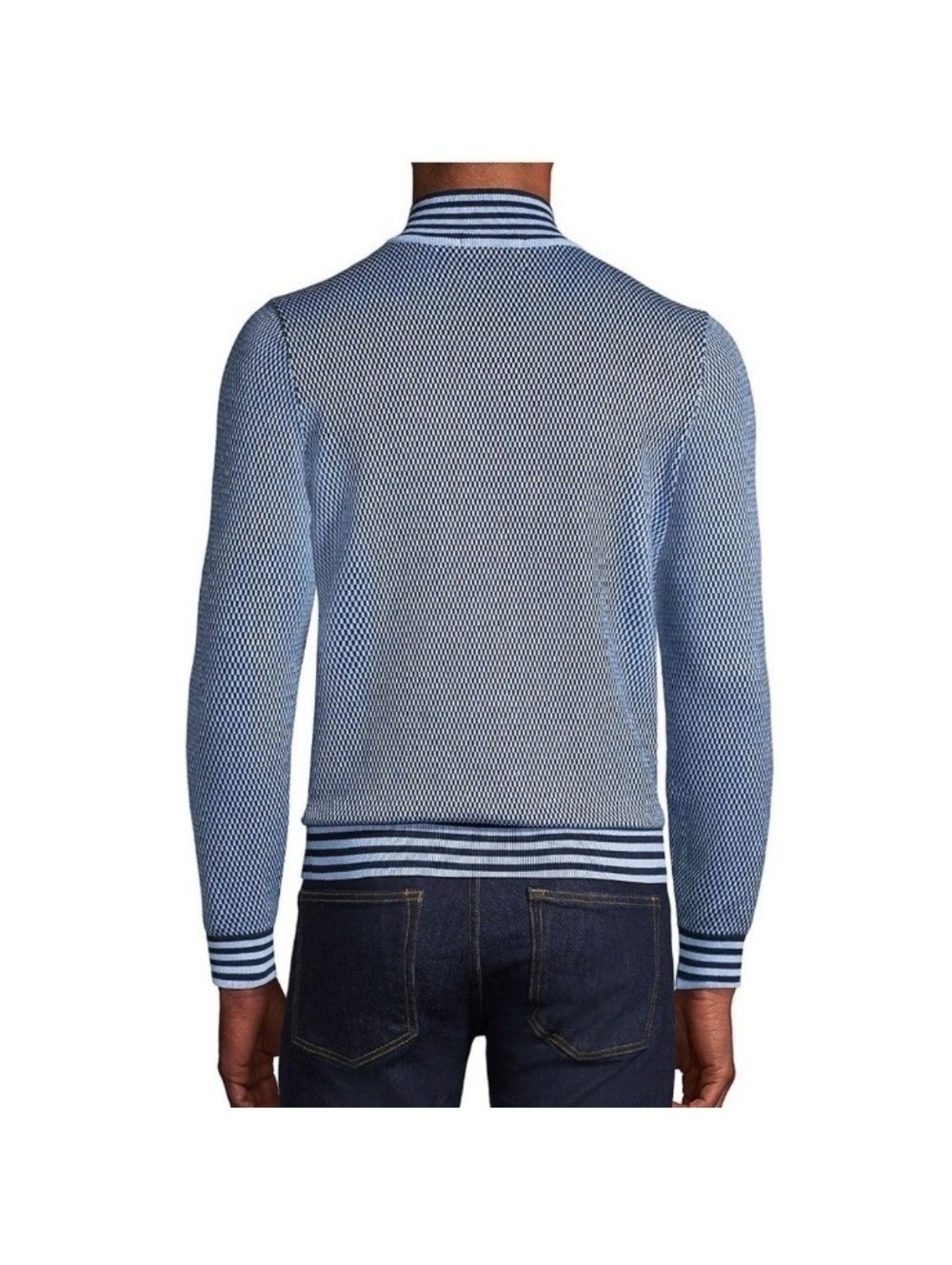 Lands’ End Men’s 100% Supima Cotton 1/4 Zip Polo Sweatshirt Blue size Medium - Picture 13 of 13